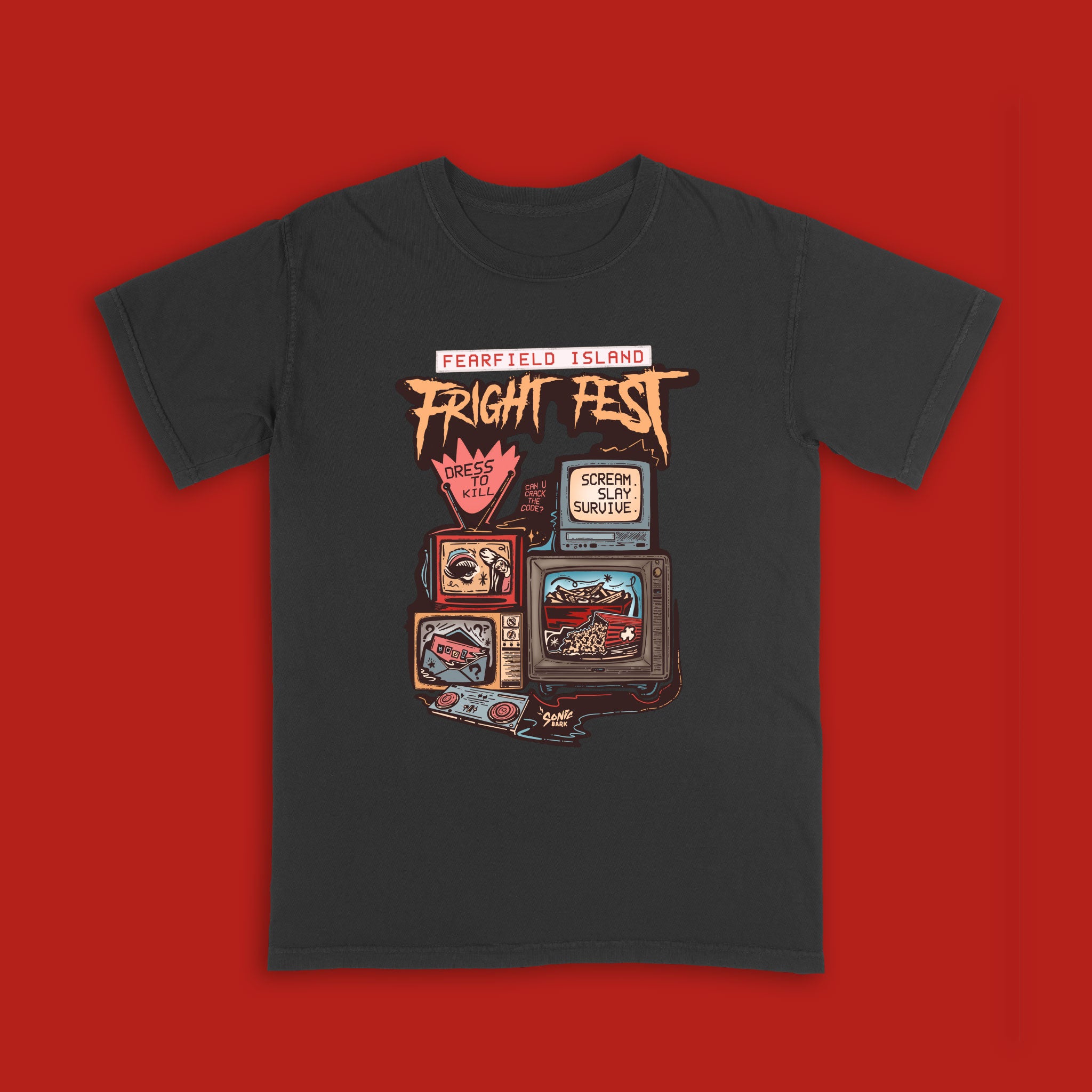 Fearfield Island Fright Fest Exclusive T-Shirt – Art by Madam Radical