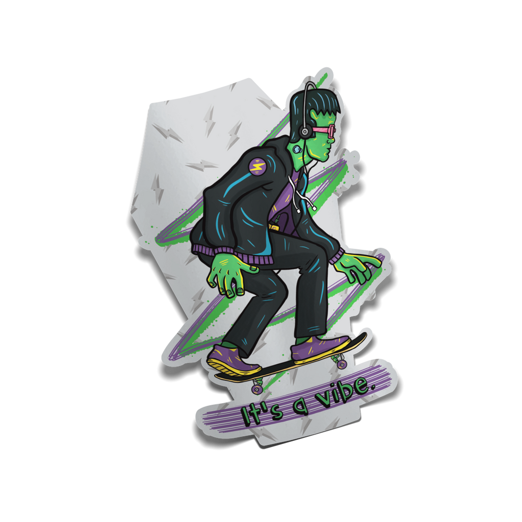 "It's a Vibe" Skater Frankenstein Sticker