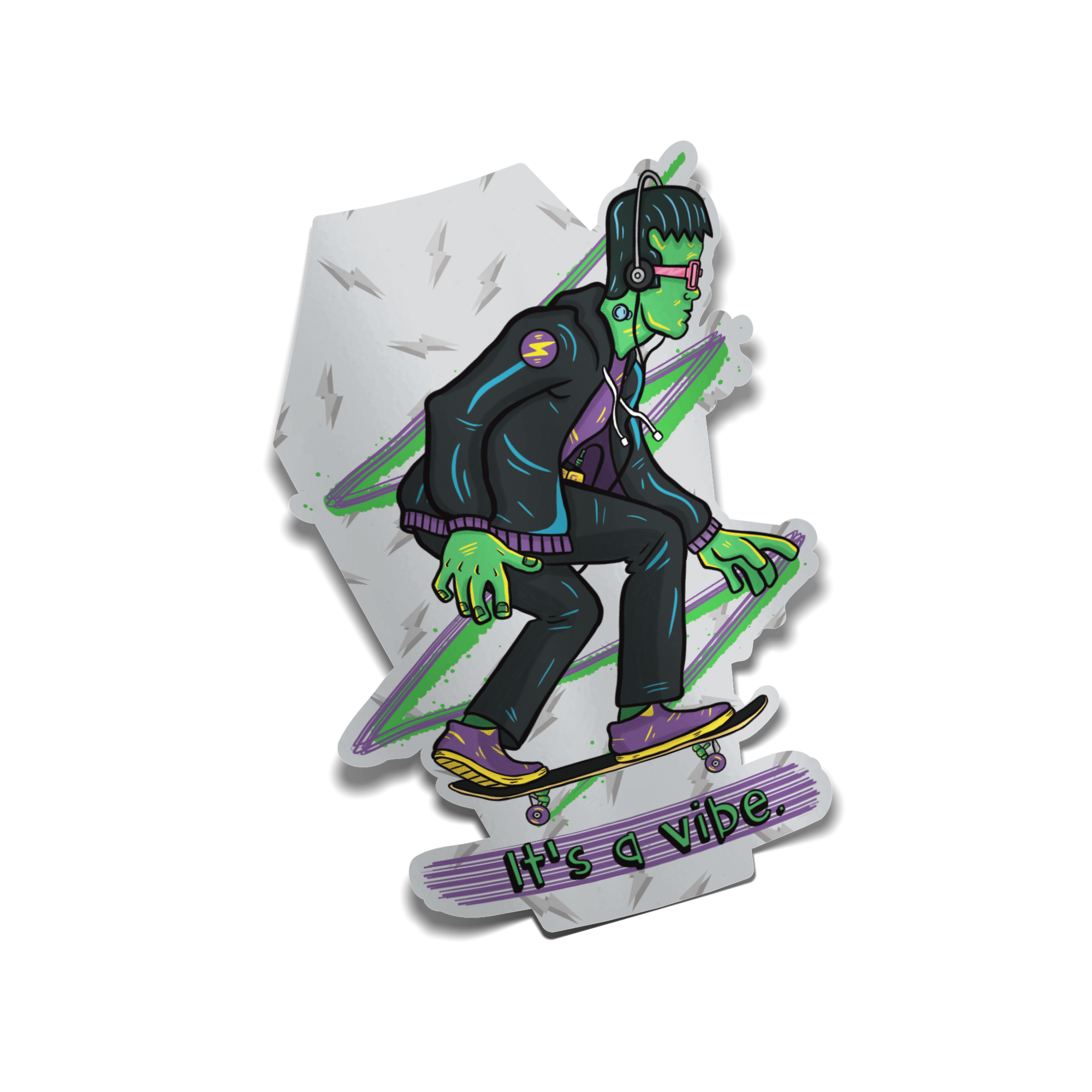 "It's a Vibe" Skater Frankenstein Sticker