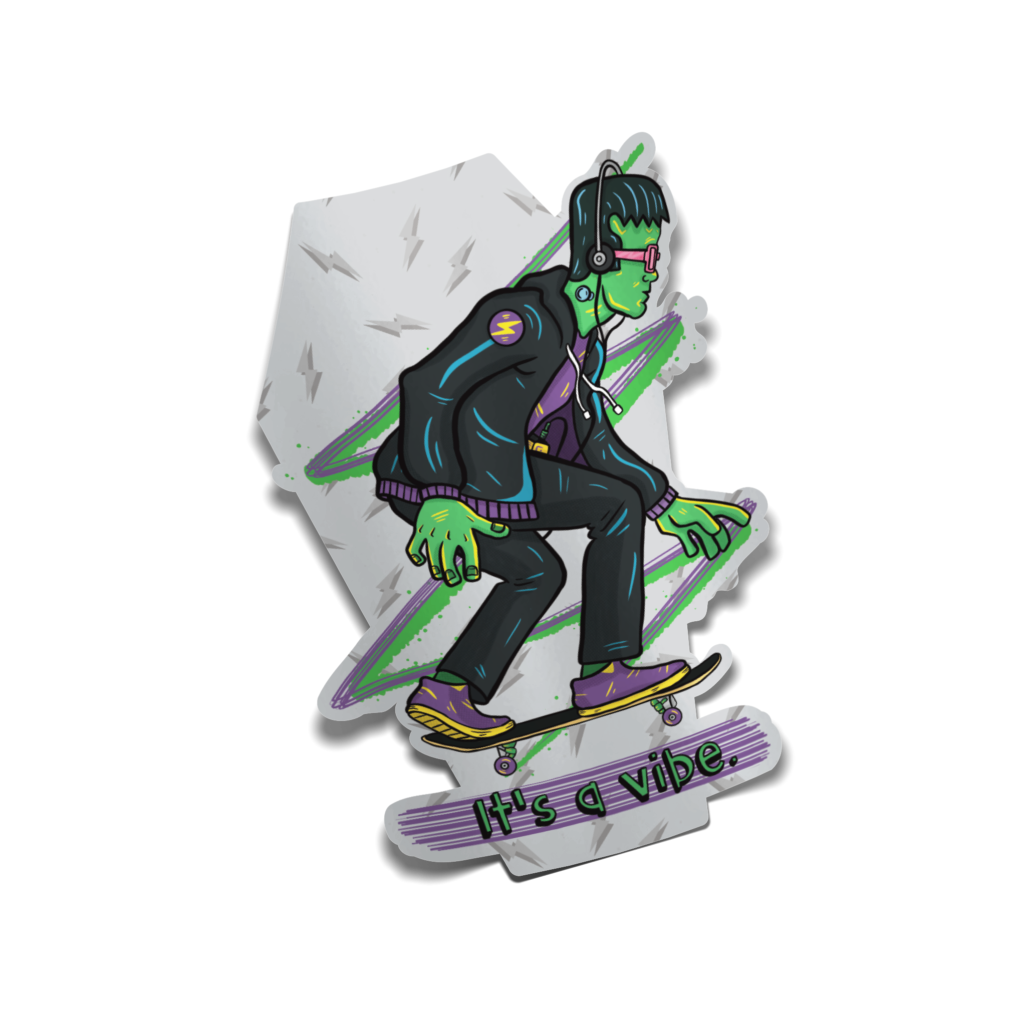 "It's a Vibe" Skater Frankenstein Sticker