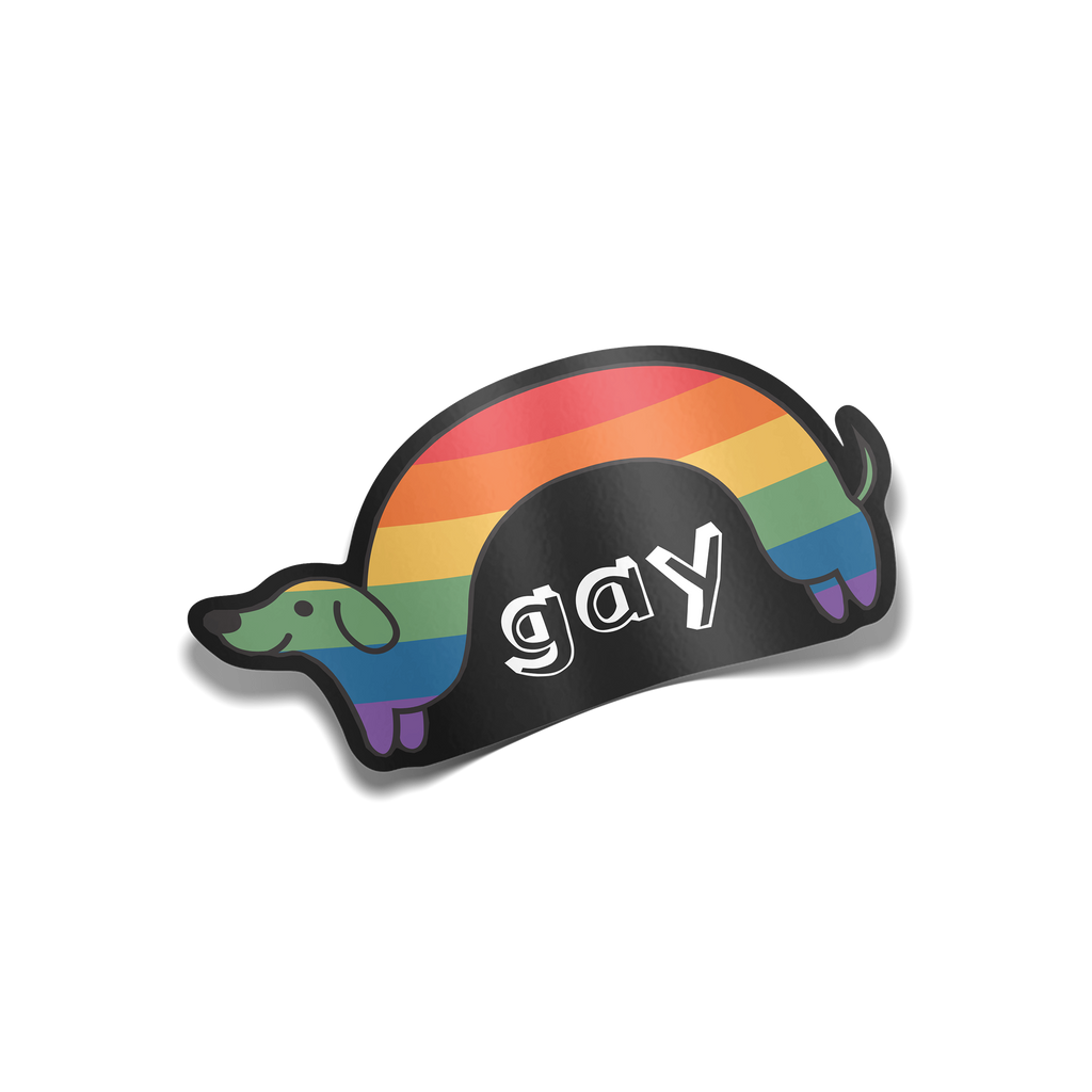 "Gay" Rainbow Wiener Dog Sticker