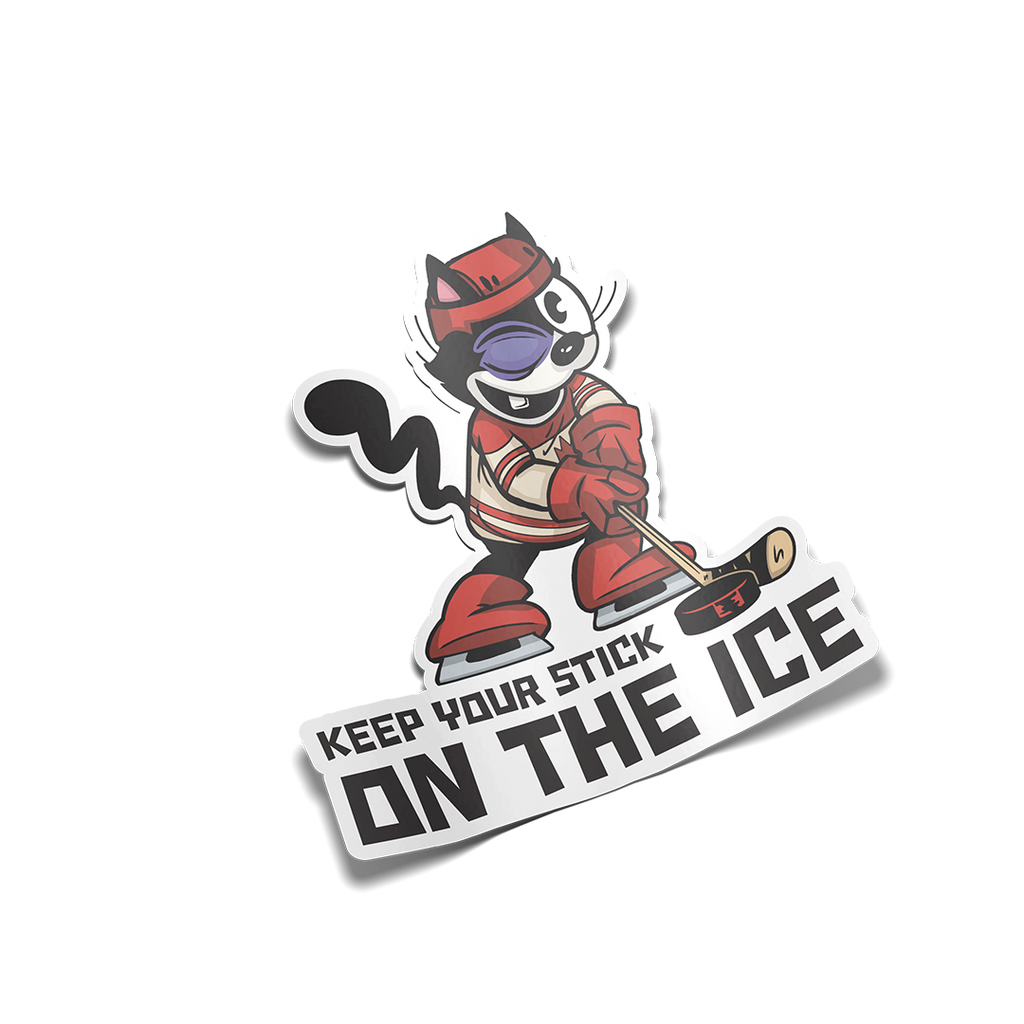 "Keep Your Stick on the Ice" Cat Sticker