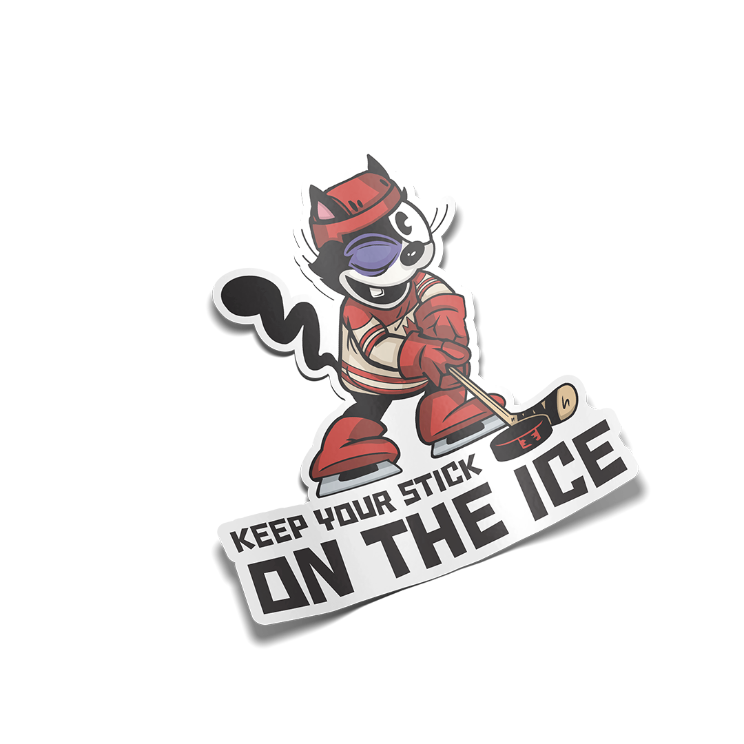 "Keep Your Stick on the Ice" Cat Sticker