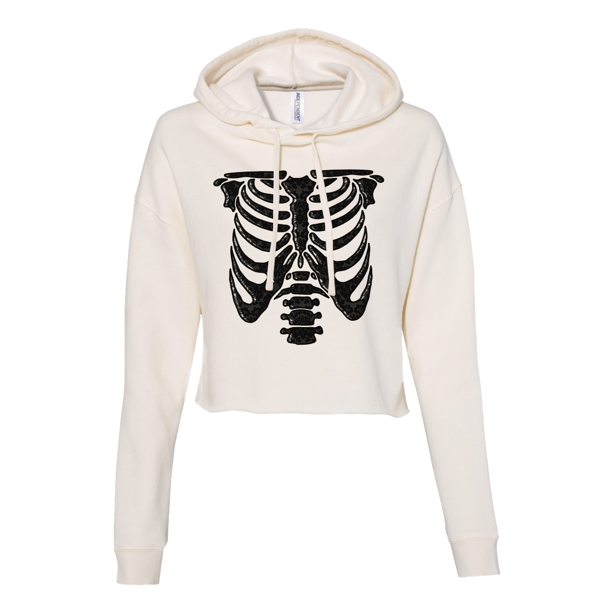 "Lace Rib Cage" Crop Hoodie