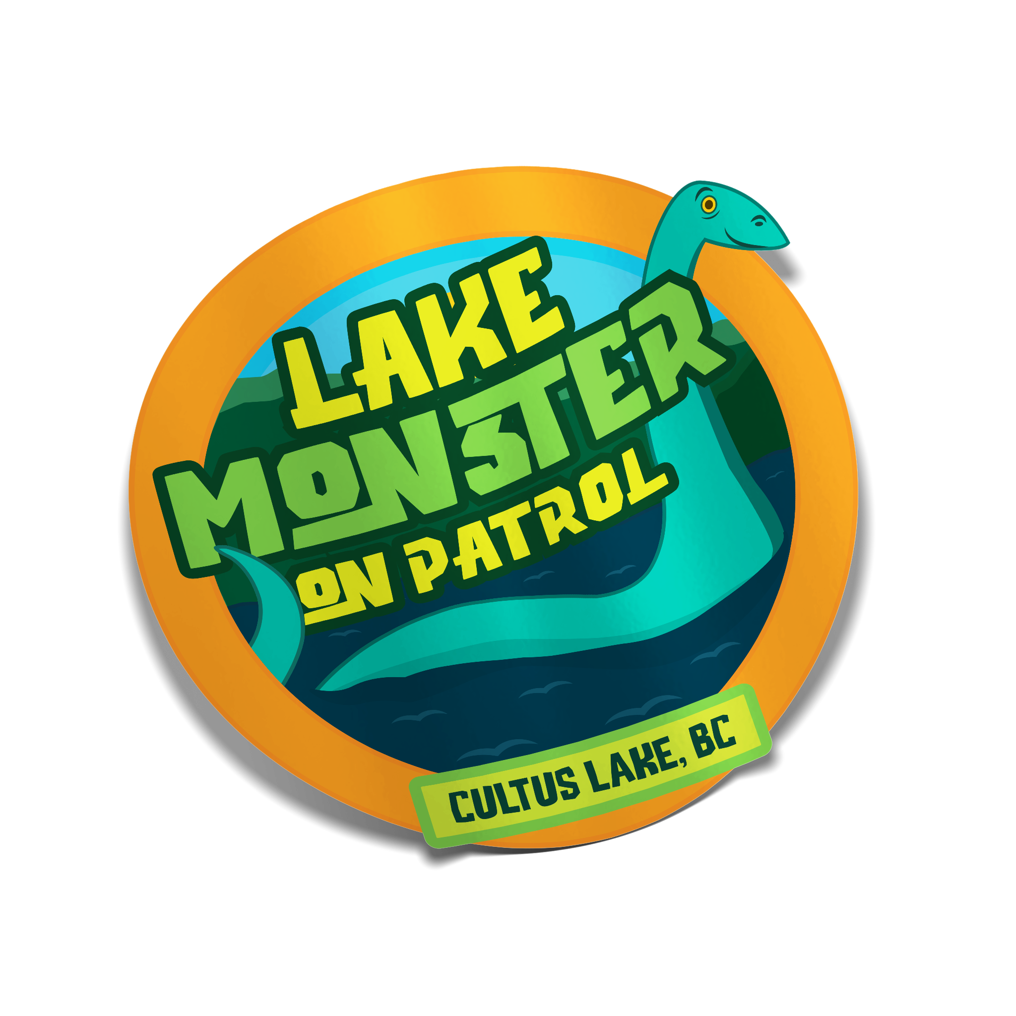 "Lake Monster on Patrol Cultus Lake, BC" Sticker