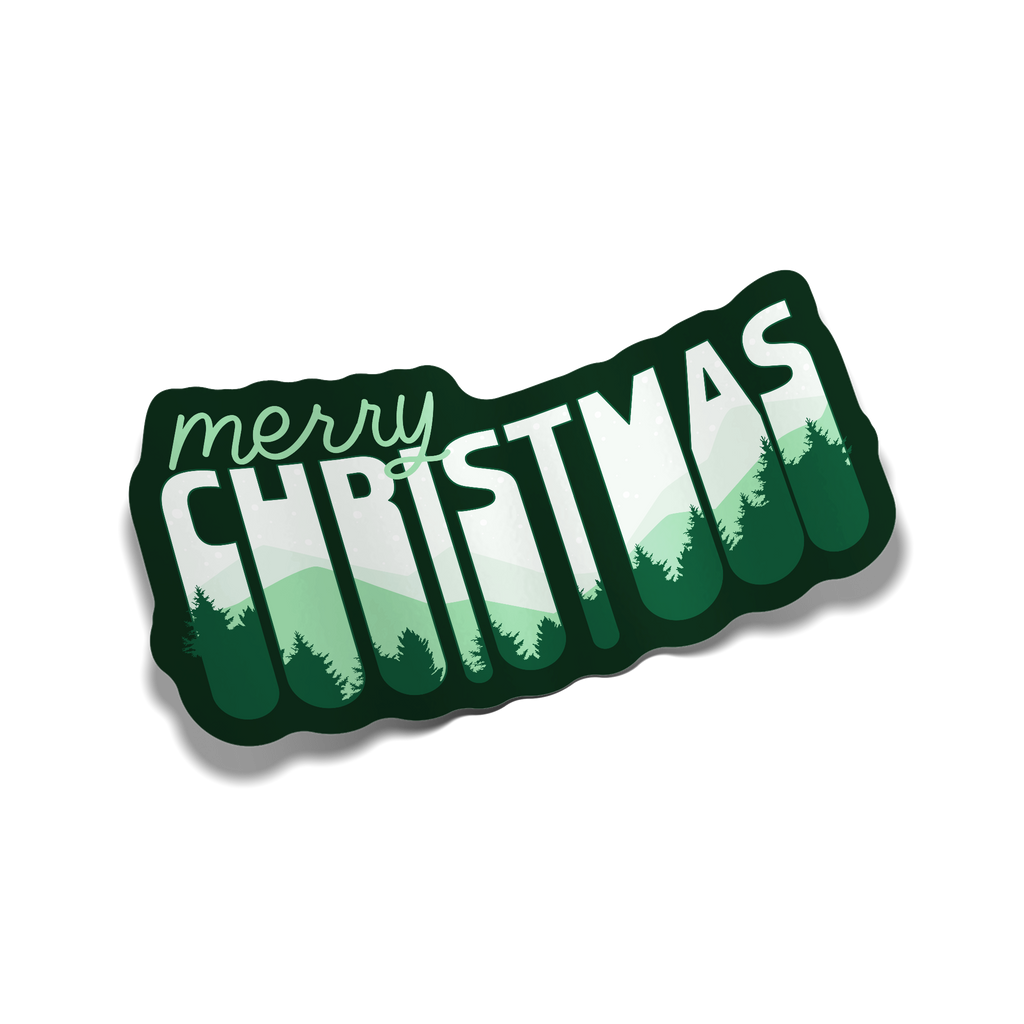 "Merry Christmas" Forest Sticker