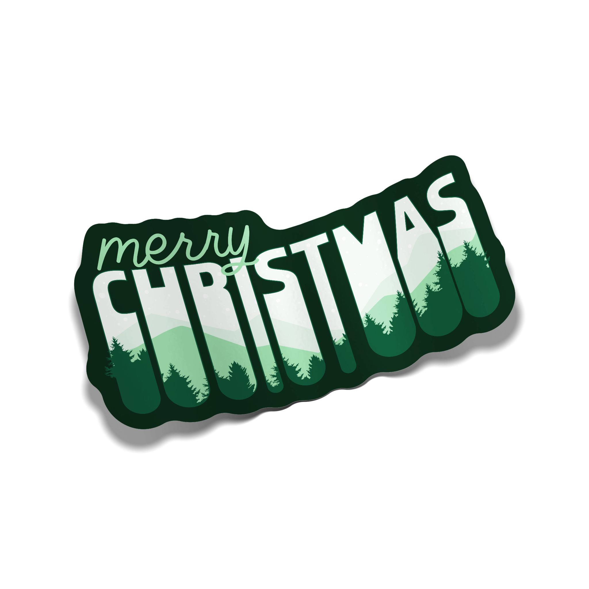 "Merry Christmas" Forest Sticker
