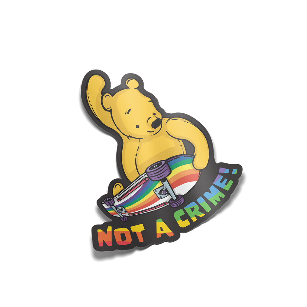 "Not A Crime" Skater Winnie the Pooh Sticker