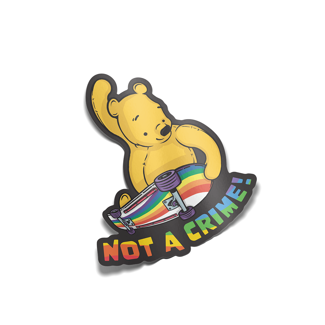 "Not A Crime" Skater Winnie the Pooh Sticker