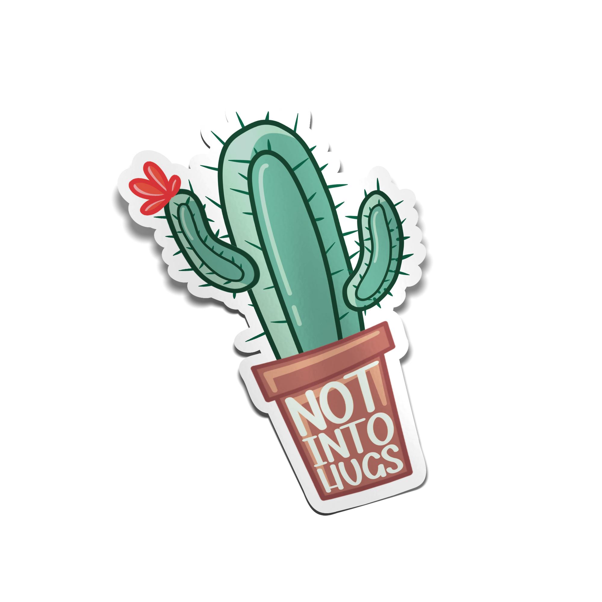 "Not Into Hugs" Cactus Sticker