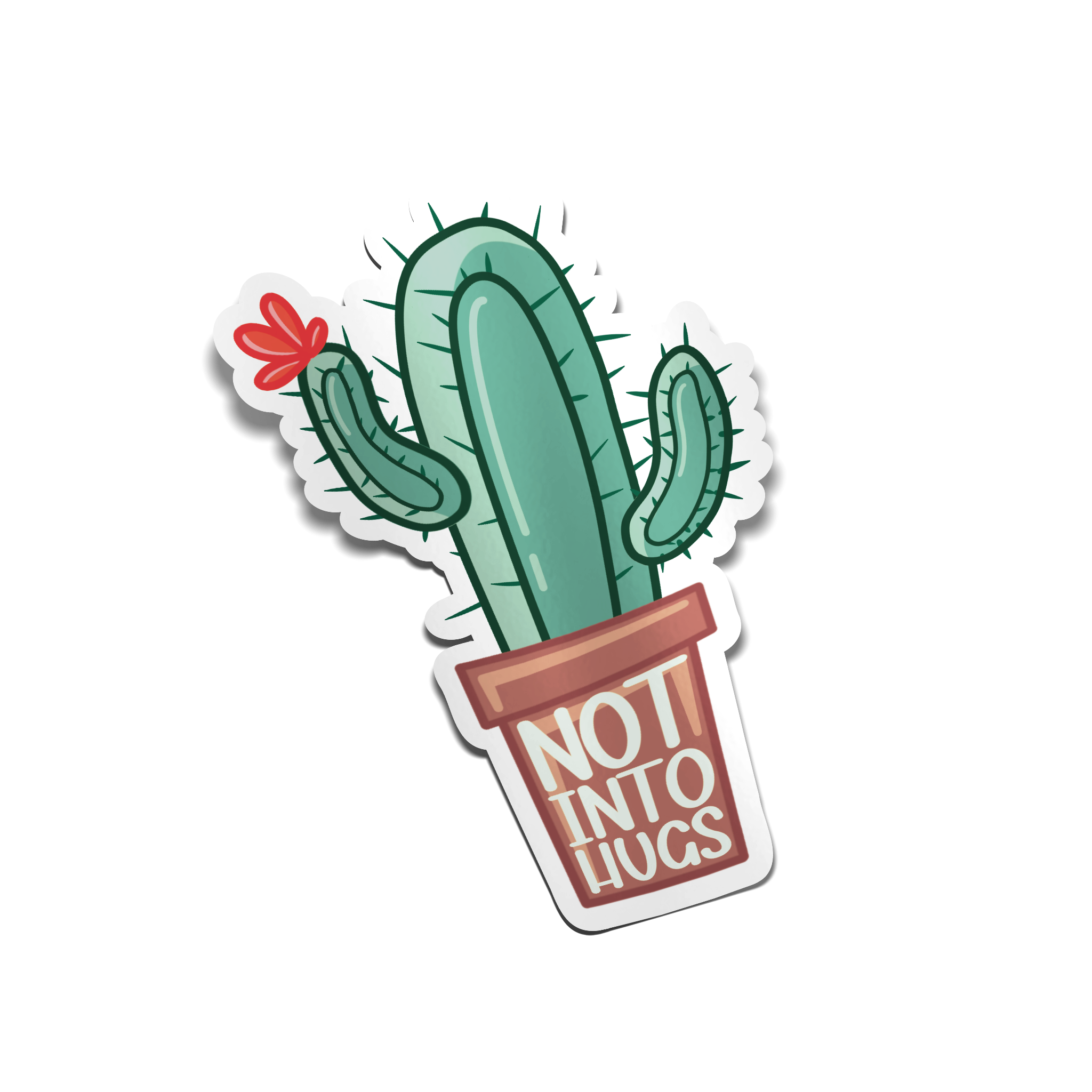 "Not Into Hugs" Cactus Sticker
