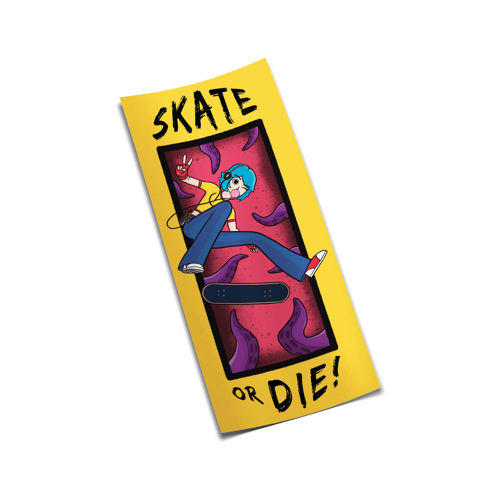 "Skate or Die" Anime Skater Girl Sticker