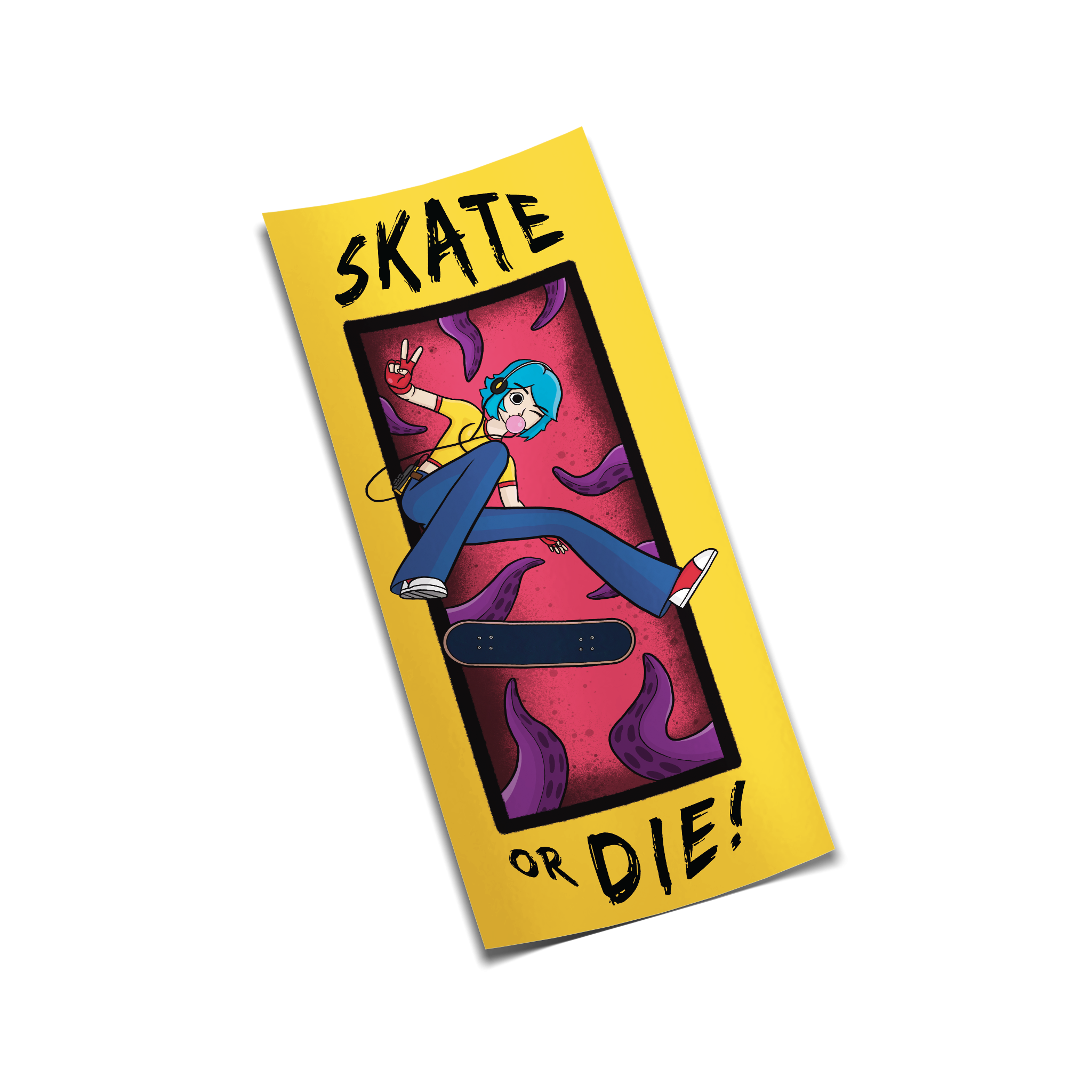"Skate or Die" Anime Skater Girl Sticker