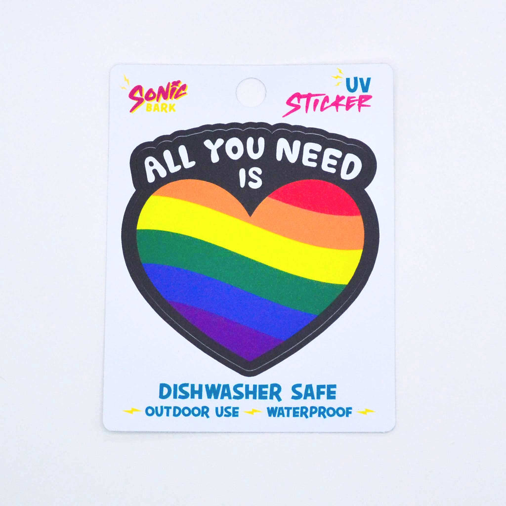 "All You Need is Love" Rainbow Heart Sticker
