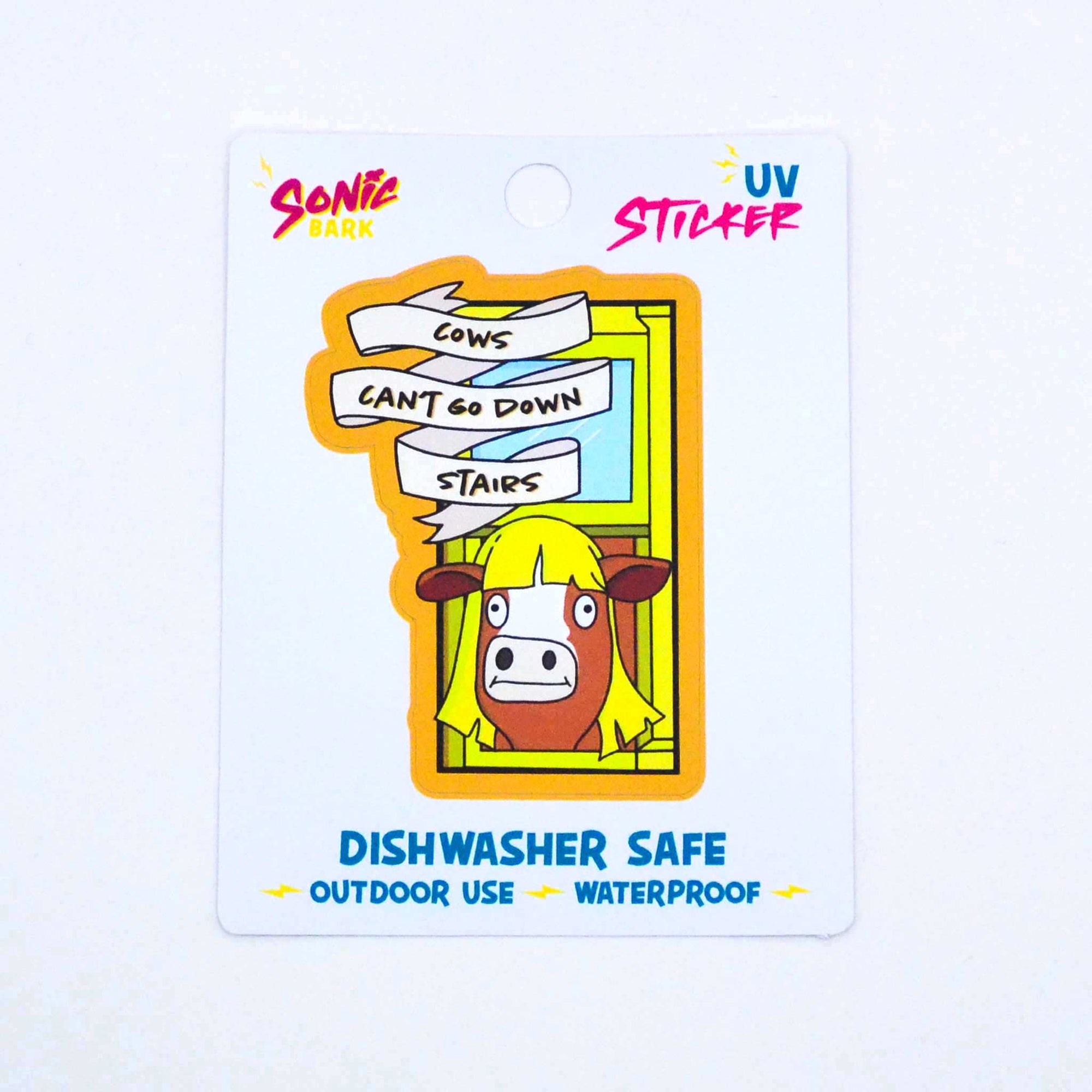 "Cows Can't go Downstairs" Sticker