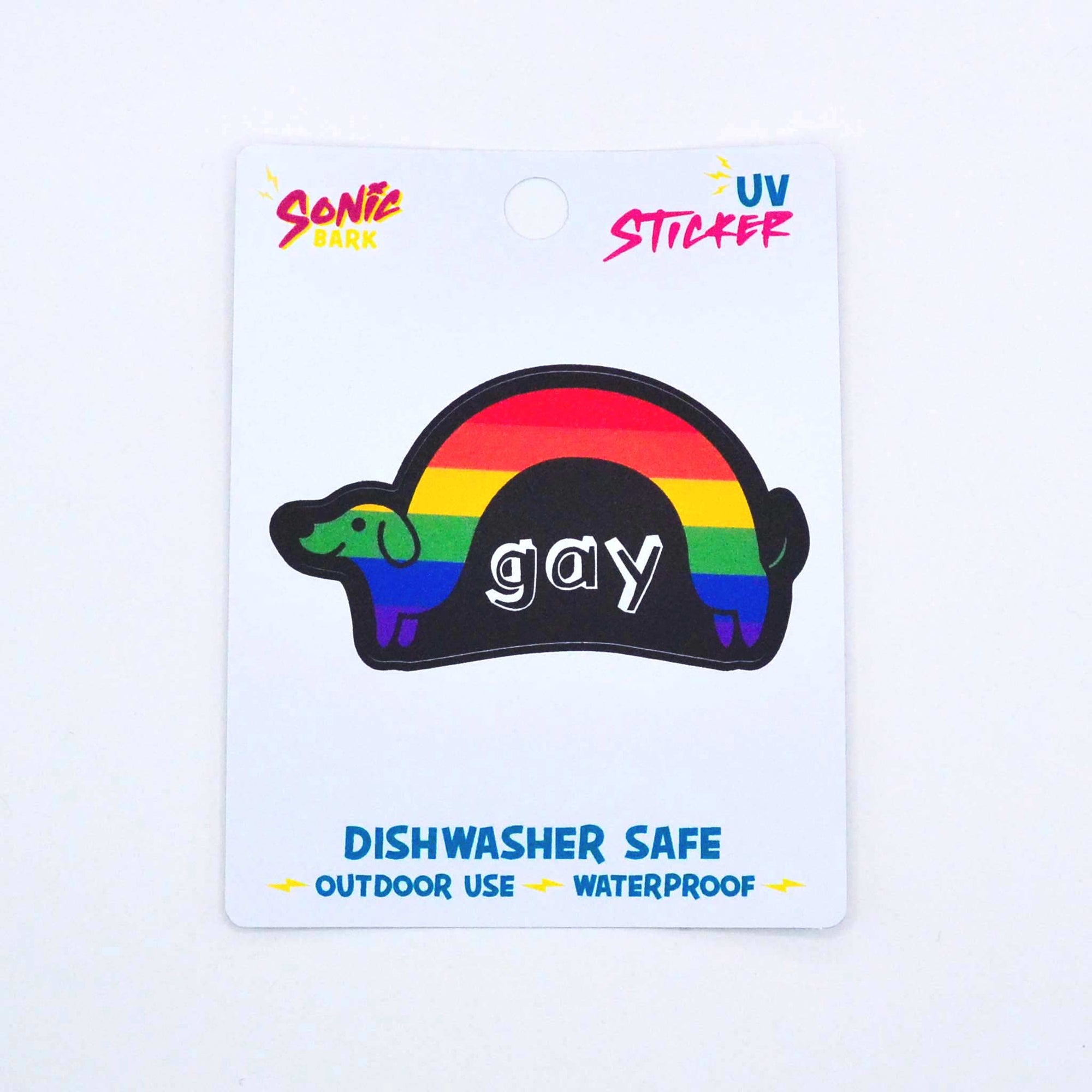 "Gay" Rainbow Wiener Dog Sticker