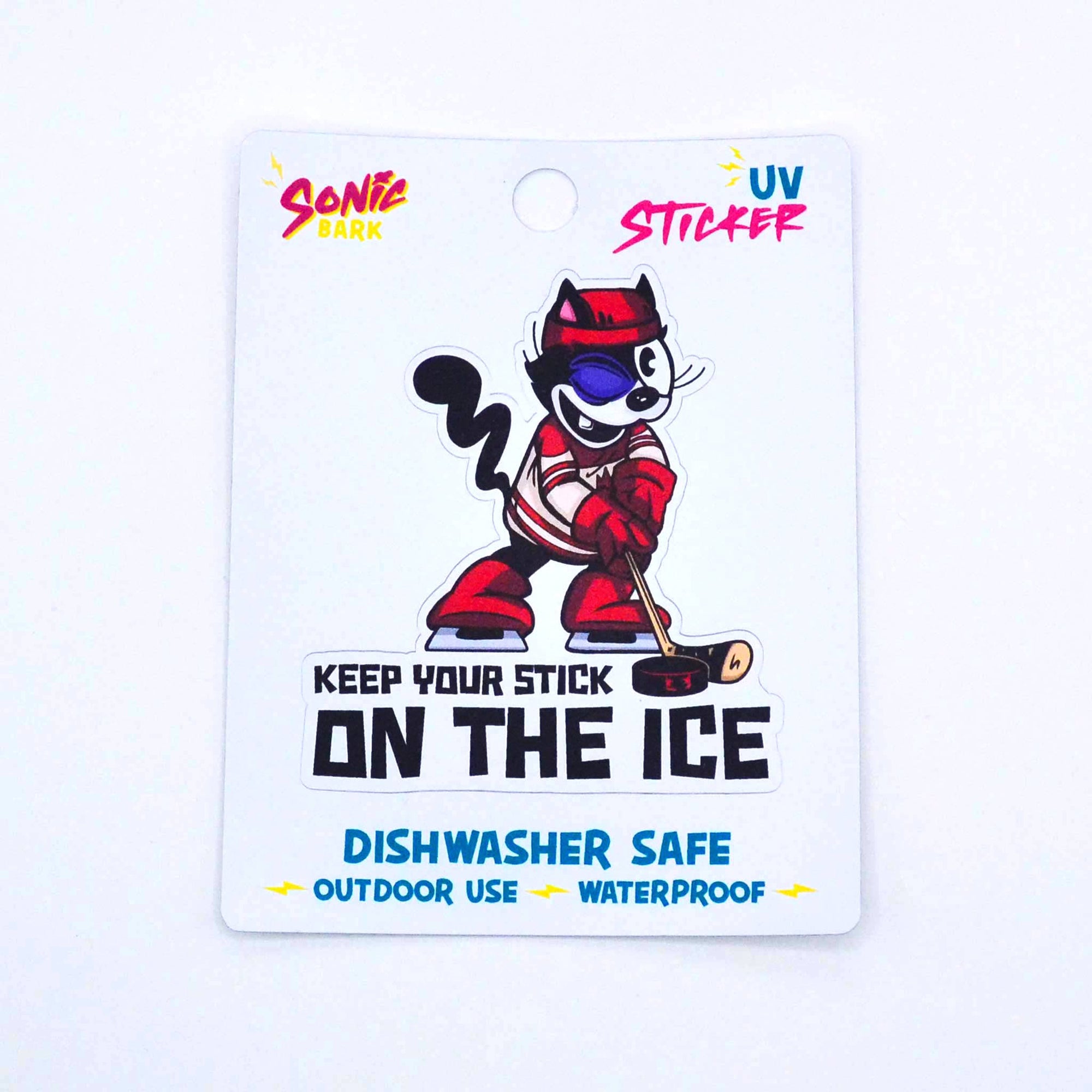 "Keep Your Stick on the Ice" Cat Sticker